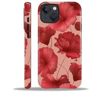 ZHEGAILIAN Case for iPhone 13 iPhone 14,Durable Drop Protection Shockproof Silicone + Hard PC 2 in 1 Hybrid Protective Cover with Stylish Pattern Design Pink Flowers Romantic Cute