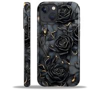 ZHEGAILIAN Case for iPhone 13 iPhone 14,Durable Drop Protection Shockproof Silicone + Hard PC 2 in 1 Hybrid Protective Cover with Stylish Pattern Design- Stained Glass Mosaic Dark Flower