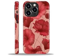 ZHEGAILIAN Case for iPhone 15 Pro,Durable Drop Protection Shockproof Silicone + Hard PC 2 in 1 Hybrid Protective Cover with Stylish Pattern Design Pink Flowers Romantic Cute