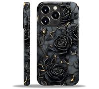 ZHEGAILIAN Case for iPhone 15 Pro,Durable Drop Protection Shockproof Silicone + Hard PC 2 in 1 Hybrid Protective Cover with Stylish Pattern Design- Stained Glass Mosaic Dark Flower