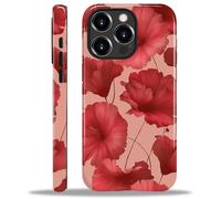 ZHEGAILIAN Case for iPhone 15 Pro Max,Durable Drop Protection Shockproof Silicone + Hard PC 2 in 1 Hybrid Protective Cover with Stylish Pattern Design Pink Flowers Romantic Cute