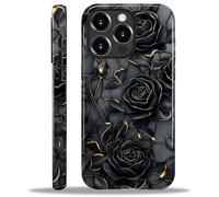 ZHEGAILIAN Case for iPhone 15 Pro Max,Durable Drop Protection Shockproof Silicone + Hard PC 2 in 1 Hybrid Protective Cover with Stylish Pattern Design- Stained Glass Mosaic Dark Flower