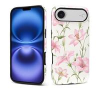 ZHEGAILIAN Case for iPhone 17 Air,Durable Drop Protection Shockproof Silicone + Hard PC 2 in 1 Hybrid Protective Cover with Stylish Pattern Design - Pink Lily Floral