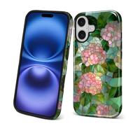 ZHEGAILIAN Case for iPhone 17,Durable Drop Protection Shockproof Silicone + Hard PC 2 in 1 Hybrid Protective Cover with Stylish Pattern Design Pink Hydrangea Flower Stained Glass