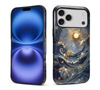 ZHEGAILIAN Case for iPhone 17 Pro Max,Shockproof Hard Shell Soft Silicone 2 in 1 Hybrid Shockproof Bumper Drop Protective The Sun Shines On The Waves