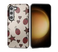 ZHEGAILIAN Case for Samsung Galaxy S23,Shockproof Hard Shell + Soft Silicone 2 in 1 Hybrid,Shockproof Bumper Drop Protective - Red Ladybug Stars Hearts