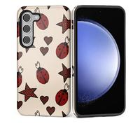 ZHEGAILIAN Case for Samsung Galaxy S24 FE,Shockproof Hard Shell + Soft Silicone 2 in 1 Hybrid,Shockproof Bumper Drop Protective - Red Ladybug Stars Hearts