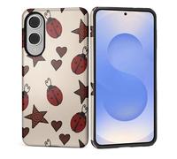 ZHEGAILIAN Case for Samsung Galaxy S25 Edge,Shockproof Hard Shell + Soft Silicone 2 in 1 Hybrid,Shockproof Bumper Drop Protective - Red Ladybug Stars Hearts