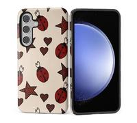 ZHEGAILIAN Case for Samsung Galaxy S25,Shockproof Hard Shell + Soft Silicone 2 in 1 Hybrid,Shockproof Bumper Drop Protective - Red Ladybug Stars Hearts