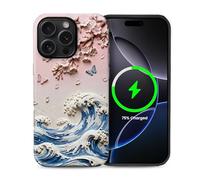 ZHEGAILIAN for iPhone 15 Pro Max 6.7inch,2-in-1 Case Compatible with MagSafe Shockproof Anti-Slip with Full-Body Protection Cover,Frosted Matte Textured Fashion Print Design for Girls Cherry Waves