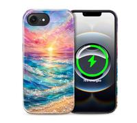 ZHEGAILIAN for iPhone 16e,Glossy 2-in-1 Case Compatible with MagSafe Full Coverage Doublelayer Shockproof Anti-Fall Protection Cover,Print Design for Women Sea Wave Sunset
