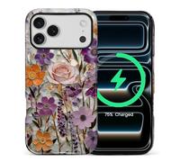 ZHEGAILIAN for iPhone 17 Pro Max 6.9in,2-in-1 Case Compatible with MagSafe Shockproof Anti-Slip with Full-Body Protection Cover,Glossy Textured Fashion Print Design for Women Gilded Blooms