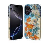 ZHEGAILIAN Magnetic Case for iPhone 15 | Compatible with Magsafe Shockproof Hard Shell + Soft Silicone, Anti-Slip Grip & Drop Protection | Collage Goldfish Waves Newspaper