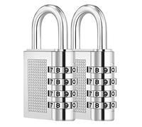 ZHEGE 4 Digit Combination Padlocks for Gym Lockers, School Lockers, Outdoor Combination Lock for Fence Gate, Shed Door, etc (2 Pack, Silver)