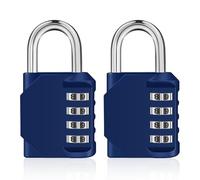 ZHEGE 4 Digit Combination Padlocks for Gym Lockers, School Lokcers, Coded Padlock, Number Lock, Weatherproof Combo Padlock Outdoor for Shed Garden Fence Gate (Blue, 2 Pack)