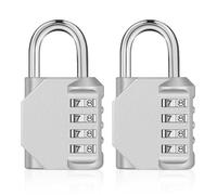 ZHEGE Code Padlock for Locker, 4 Digit Locker Padlock for Gym, Locker, College, School, Wardrobe, Escape Game, Outdoor Code Padlock for Garden Shed (2 Pieces, Silver)