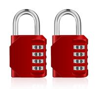 ZHEGE Combination Locker Padlocks, 4 Digit Code Padlock Outdoor with Side Window, Gym Padlocks, School Locker Locks, Weatherproof Combination Locks for Backyard Shed, Fence Gate (Red, 2 Pack)