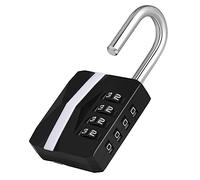 ZHEGE Combination Padlock for Gym Locker, 4 Digit Code Padlocks Outdoor Heavy Duty Waterproof for Fence Shed Gate, White Number Lock for School Locker, Toolbox (Black, 1 Pack)
