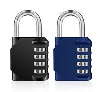 ZHEGE Combination Padlocks, 4 Digit Locker Padlocks for Gym Lockers, School Locker, Outdoor Padlock Weatherproof for Fence gate, Shed, Garage, etc (Black & Blue)