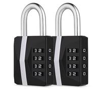 ZHEGE Gym Locker Padlocks, 4 Digit Combination Padlock for School Locker, Outdoor Padlock Weatherproof for Fence, Gate, [Upgraded] Big White Number Lock, Easy to Read and Set (Black, 2 Pack)