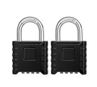 ZHEGE Heavy Duty Combination Padlock, Outdoor Code Padlock, Locker Lock with 4 Digit, Weatherproof Number Lock Padlock, Design of Hidden Password Suitable for Home, Garage, Gate, Garden (2p, Black)