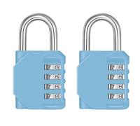 ZHEGE Locker Padlocks, 4 Digit Padlock, Resettable Number (2P, Sky Blue)
