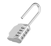 ZHEGE Long Shackle Combination Padlock, 4 Digit Combination Lock for Lockers, Pelican Case, Toolbox, Outdoor Fence Gate, Door, Hasp and Storage (Silver)