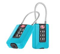 ZHEGE Luggage Locks, Suitcase Padlocks Combination, White Code Bag Lock with Flexible Cable, Backpack Lock, 3 Digit Luggage Padlocks for Suitcases, Toolbox, School Lockers, Gym Locker (2P, Blue)