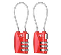 ZHEGE Luggage Locks TSA Approved, Combination Travel Padlocks (Red, 2P)