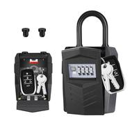 ZHEGE Padlock Key Safe, Large Car Key Lock Box Outdoor for over 10 Home Keys Storage, 4 Digit Combination Keybox Wall Mounted or Hung, Weatherproof Keysafe with Built-in Key Hooks (Black)