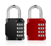 ZHEGE Padlocks with Code, Combination Padlock for Gym Locker, Padlocks Outdoor Heavy Duty Waterproof, Padlock with Code for Fence gate, Shed, Garage, etc (Black & Red)