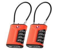 ZHEGE TSA Approved Luggage Locks with Open Alert Indicator, Suitcase Padlock with Flexible Cable, White Code 4 Digit Luggage Locks for Suitcases, Backpack, Gym Locker, Briefcase (2P, Orange)
