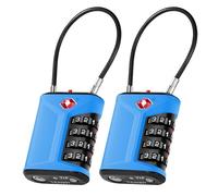 ZHEGE TSA Lock, Suitcase Locks Combination, White Code Luggage Locks with Open Alert Indicator, Flexible Cable Travel Padlock, 4 Digit Padlock for Suitcase, Toolbox, School Lockers (2P, Blue)