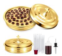Zhehao 1 Set Holy Communion Trays for Churches with Lid, Churches Cup Fillers, 100 Disposable Communion Cups (Golden)