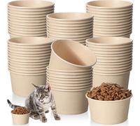 Zhehao 100 Pieces Disposable Paper Dog Bowls Bulk 12 Oz/1.5 Cup Small Travel Cat Feeding Bowl for Dry and Wet Dog Puppy Food or Water, Picnic, Camping