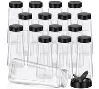Zhehao 16 Pack 32 oz Plastic Spice Jars with Black Cap Plastic Bottle Containers with Shaker Lids Large Reusable Seasoning Shaker Empty Powder Storage Container for Storing Salt Herbs Cabinet Kitchen