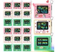 Zhehao 20 Pieces Mini LCD Writing Tablet Electronic Doodle Board for Backpack Keychain Clip Erasable Colorful Drawing Tablet Erasable Writing Pad Reusable Learning Gift for Rewards Party Favors