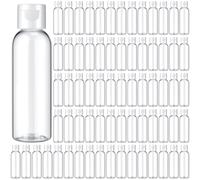 Zhehao 200 Pcs 2 oz Clear Plastic Empty Bottles Small Travel Size Bottles with Flip Cap Empty Transparent Dispenser Container for Liquids Toiletries Shampoo Lotion Conditioner (White Cap)