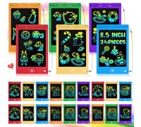 Zhehao 24 Pieces LCD Writing Tablet Doodle Board 8.5 Inch Colorful Reusable Screen Board Pad Reusable Drawing Writing Learning Educational Pad Toys for Girls Boys 8-10 3-10 (Bright Color,Round Style)