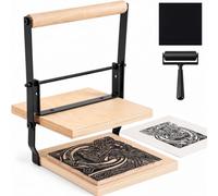 Zhehao 3 Pack A5 Linocut Printing Press Machine, Hand Lever Press Machine with Rubber Roller & Felt Pad Adjustable Height for Linocut Woodcut Letterpress Back to School Art Class Supplies