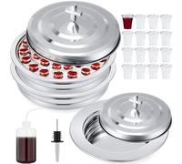 Zhehao 3 Pcs Communion Set Holy Trays for Churches with Lid Communion Plates with Lid Churches Cups Filler and Disposable Cups Supplies (Silver)