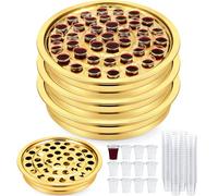 Zhehao 3 Pcs Communion Trays for Churches Set Church Supplies Plates for Church with Disposable Cups (Gold)