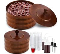 Zhehao 3 Set Wood Communion Set Holy Communion Trays for Churches with Lid Churches Cup Fillers and 100 Disposable Cups