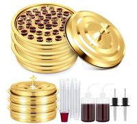 Zhehao 3 Sets Holy Communion Trays for Churches with Lid Churches Communion Cup Fillers and 100 Disposable Communion Cups Communion Supplies (Golden)