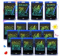 Zhehao 32 Pieces LCD Writing Tablet Doodle Board Electronic Toy 8.5 Inch Colorful Doodle Board LCD Erasable Drawing Pad Reusable Writing Pad Toys for Girls Boys (Blue)