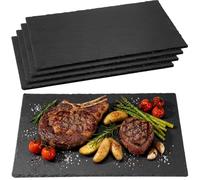 Zhehao 4 Pack Large Slate Cheese Boards for Meat Cheese Appetizer black Charcuterie Board Natural Slate Stone Plate Tray for Party Wedding Housewarming Gift (16" X 10")