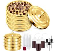 Zhehao 4 Sets Holy Communion Trays for Churches with Lid, including 300 Disposable Communion Cups, 3 Churches Cup Fillers, 3 Spouts (Golden)