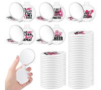 Zhehao 50 Pcs Cheerleader Gifts Compact Mirror Bulk Folding Pocket Purse Mirror Inspirational Cheer Gifts Travel Portable Mini Makeup Mirror for Cheerleading Team Graduation Friendship Girls Women