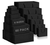 Zhehao 60 Pack Kraft Paper Gift Bags with Handles 6 Size Bulk Christmas Gift Wrap Shopping Bags for Birthday Party Takeouts Merchandise Retail, Assorted Sizes(Black)