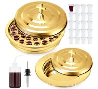 Zhehao Communion Set Holy Trays for Churches with Lid Communion Plates with Lid Churches Cups Filler and Disposable Cups Supplies(2 Pcs,Gold)